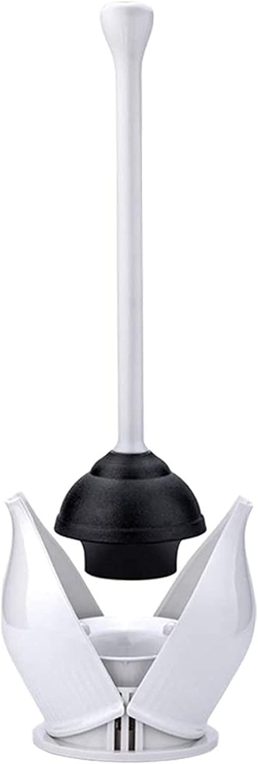 Toilet Plunger, Hideaway Toilet Plunger with Caddy, Plungers for Bathroom with Holder, Heavy Duty Toilet Plunger with Holder - White