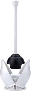 Toilet Plunger, Hideaway Toilet Plunger with Caddy, Plungers for Bathroom with Holder, Heavy Duty Toilet Plunger with Holder - White