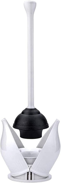 Toilet Plunger, Hideaway Toilet Plunger with Caddy, Plungers for Bathroom with Holder, Heavy Duty Toilet Plunger with Holder - White