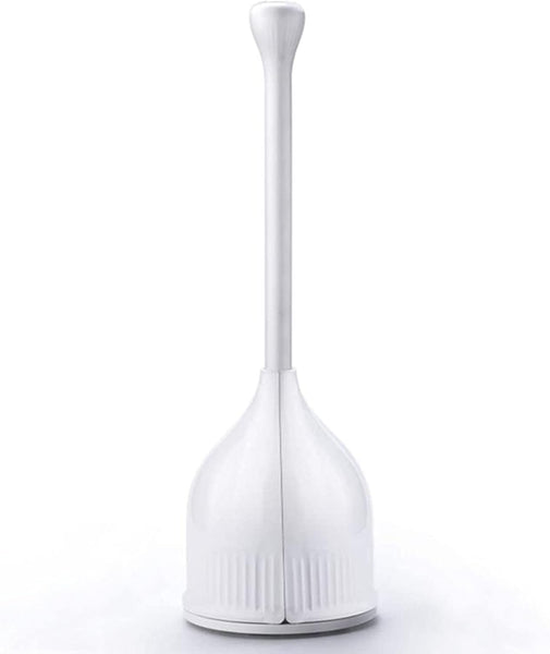 Toilet Plunger, Hideaway Toilet Plunger with Caddy, Plungers for Bathroom with Holder, Heavy Duty Toilet Plunger with Holder - White