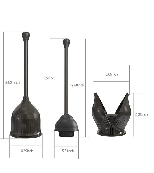 YANXUS Toilet Plunger with Holder, Efficient Plungers for Bathroom, Hideaway Toilet Plunger Heavy Duty, Drip-Free Toilet Bowl Plunger with Cover