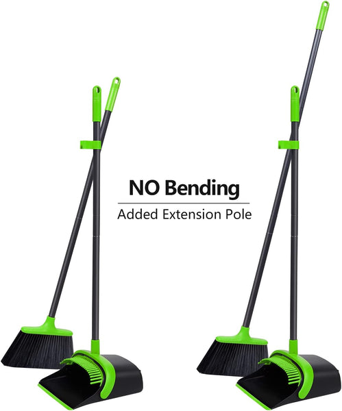 Broom and Dustpan Set,Broom and Dustpan Set for Home,52’’ Long Handle Broom with Dustpan Combo Set,Standing Broom and Dust Pan Set Heavy Duty,Dust Pan and Broom Combo for Kitchen Office Lobby Floor