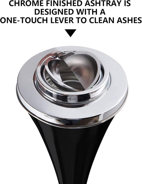 Floor Standing Ashtray with Lid 24 Inches Standing Ashtray Outdoor Windproof Cigar Butt Ash tray Detachable Ash tray Stand Easy to Clean Tall Ashtrays Stable Ashtrays for Outdoor or Indoor Use Black