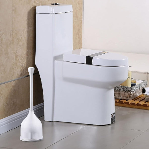Toilet Plunger, Hideaway Toilet Plunger with Caddy, Plungers for Bathroom with Holder, Heavy Duty Toilet Plunger with Holder - White