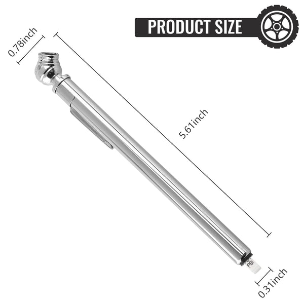 Tire Pressure Gauge, 10-75 PSI Tire Gauge, Portable 2 Pack Air Pressure Gauge with 4 Black Stem Caps, Stainless Steel Body Pressure Gauge for Cars, Trucks, RVs, Motorcycles, and Bicycles