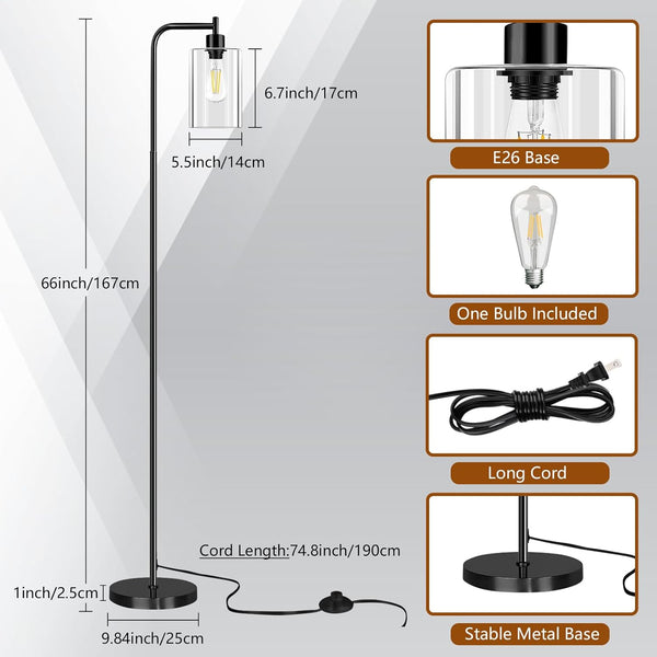 Floor Lamp,Floor Lamps for Living Room with Glass Lampshade,Modern Design Lamps Living Room,Standing Lamp with Premium Metal Material,Dimmable Living Room Lamps,Arced Floor Lamps,Tall Lamp(no Bulb)