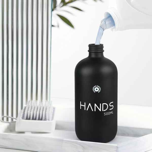Soap Dispenser,Dish Soaps Dispenser with Bamboo Tray, 304 Stainless Steel Pump Soap Dispensers Kitchen, Soaps Dispenser Bathroom, Black Matte Kitchen Soaps Dispenser