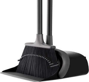Broom, Broom and Dust pan with 51.6’’ Long Handle, Standing Broom and Dustpan Set, Upright dust pan with Long Handle for Home Office Kitchen,Lobby dust pan and Brush for Outdoor