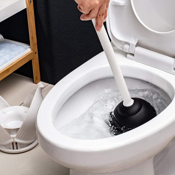Toilet Plunger, Hideaway Toilet Plunger with Caddy, Plungers for Bathroom with Holder, Heavy Duty Toilet Plunger with Holder - White