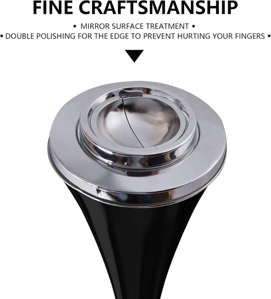Floor Standing Ashtray with Lid 24 Inches Standing Ashtray Outdoor Windproof Cigar Butt Ash tray Detachable Ash tray Stand Easy to Clean Tall Ashtrays Stable Ashtrays for Outdoor or Indoor Use Black