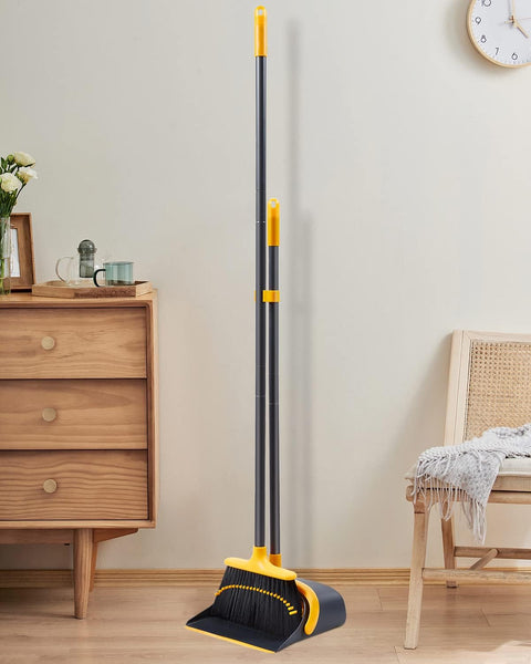 Broom and Dustpan Set, Broom with Dustpan Combo Set, 52" Long Handle Broom and Dustpan Set for Home Kitchen Room Office Lobby Indoor Floor Cleaning, Dust pan and Broom Set