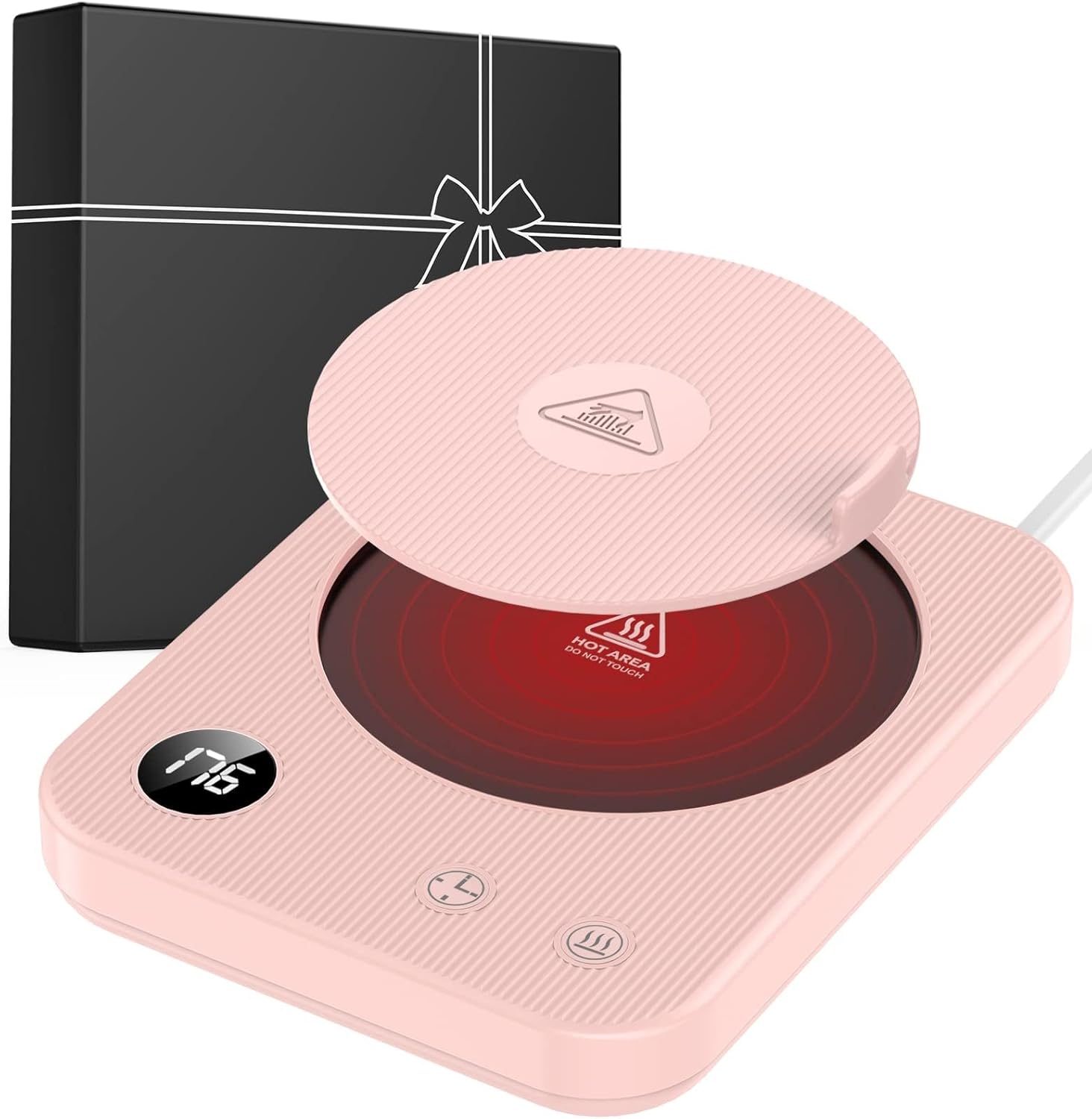 Mug Warmer, Coffee Mug Warmer with 3-Temp Settings, Coffee Warmer with 2-12H Timer, Coffee Cup Warmer with Auto Shut Off, Mug Warmer for Desk with Led Digital Display, Cup Warmer for Beverage,Pink