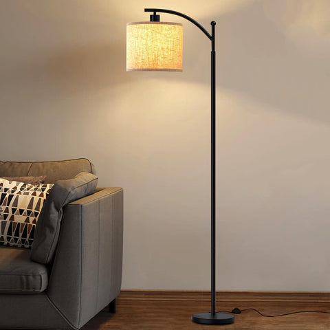 Floor Lamp, Floor Lamps for Living Room, Lamps Living Room with Linen Shade, Eye-Caring Standing Lamp for Living Room, Floor Lamps for Bedrooms with Pedal Switch, Living Room Lamps(Bulb Included)