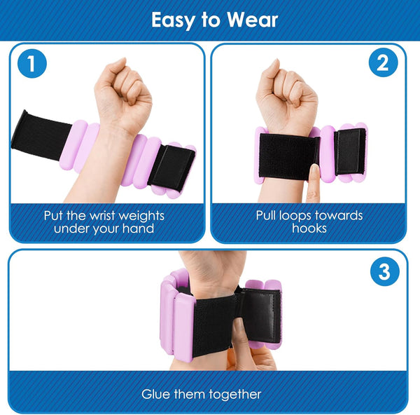 Ankle Weights, 1 Pair 1LB*2 Adjustable Wrist Weights Pink/Black, Silicone Ankle Weights for Women/Men, Waterproof&Sweat-proof Wrist Weights for Women,Portable Leg Weights for Running Strength Training