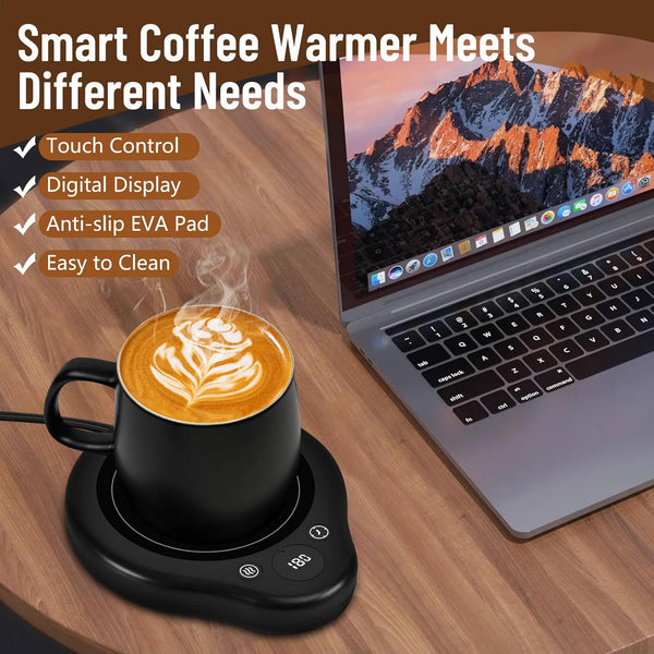 Mug Warmer, 3 Temperature Settings Coffee Mug Warmer, 2-12H Timed Settings Coffee Warmer, Digital Display Mug Warmer for Desk with Touch Control, 25W Coffee Cup Warmer for Tea, Coffee, Milk, Candles