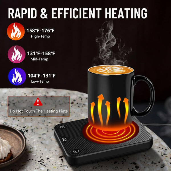 Mug Warmer, Coffee Mug Warmer with 3 Temperature Settings, Coffee Warmer for Desk Auto Shut Off, Portable Coffee Warmer, Coffee Warmer for Coffee, Tea, Various Cups, Coffee Gifts for Coffee Lovers