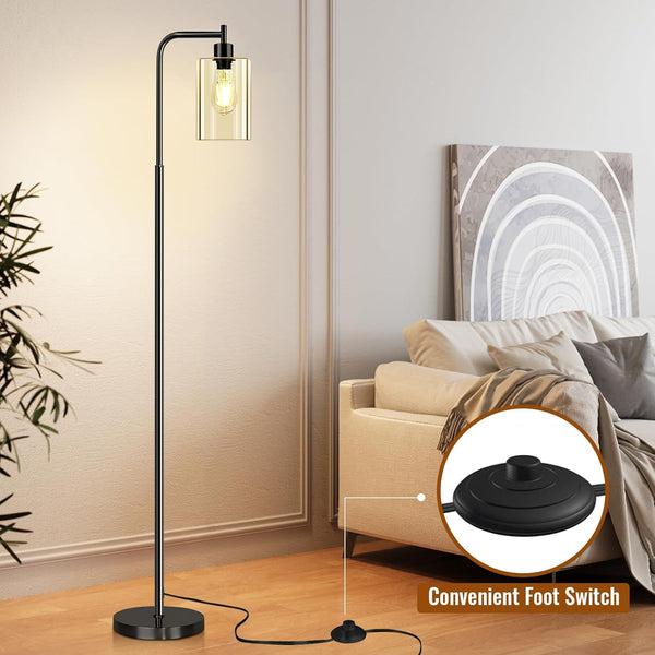 Floor Lamp,Floor Lamps for Living Room with Glass Lampshade,Modern Design Lamps Living Room,Standing Lamp with Premium Metal Material,Dimmable Living Room Lamps,Arced Floor Lamps,Tall Lamp(no Bulb)
