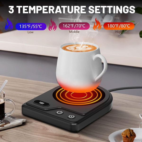 Mug Warmer,Coffee Mug Warmer with 3 Adjustable Temperature Settings,Coffee Warmer with 2-12H Auto Shutoff Functions,Easy to Clean Mug Warmer for Desk,Compact and Multifunctional Coffee Cup Warmer