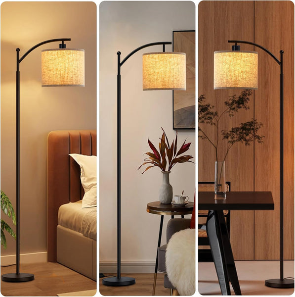 Floor Lamp, Floor Lamps for Living Room, Lamps Living Room with Linen Shade, Eye-Caring Standing Lamp for Living Room, Floor Lamps for Bedrooms with Pedal Switch, Living Room Lamps(Bulb Included)