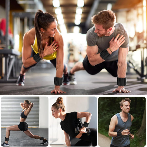 Ankle Weights, 1 Pair 1LB*2 Adjustable Wrist Weights Pink/Black, Silicone Ankle Weights for Women/Men, Waterproof&Sweat-proof Wrist Weights for Women,Portable Leg Weights for Running Strength Training