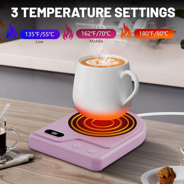 Mug Warmer,Coffee Mug Warmer with 3 Adjustable Temperature Settings,Coffee Warmer with 2-12 Auto Shutoff Functions,Easy to Clean Mug Warmer for Desk,Multifunctional Coffee Cup Warmer