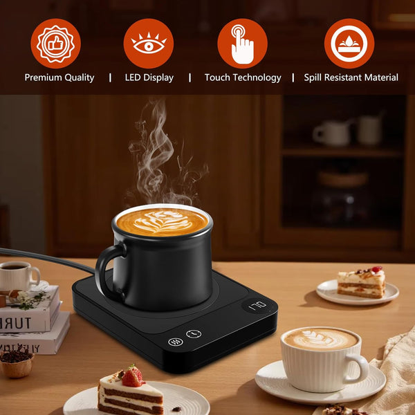 Mug Warmer, 3 Temperature Settings Coffee Mug Warmer, 2-12h Auto - Shut Off Coffee Warmer, Mug Warmer for Desk with LED Digital Display, Smart Coffee Cup Warmer for Milk, Coffee, Chocolate, Candles