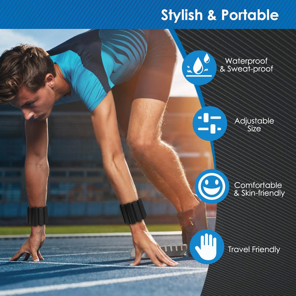 Ankle Weights, 1 Pair 1LB*2 Adjustable Wrist Weights Pink/Black, Silicone Ankle Weights for Women/Men, Waterproof&Sweat-proof Wrist Weights for Women,Portable Leg Weights for Running Strength Training