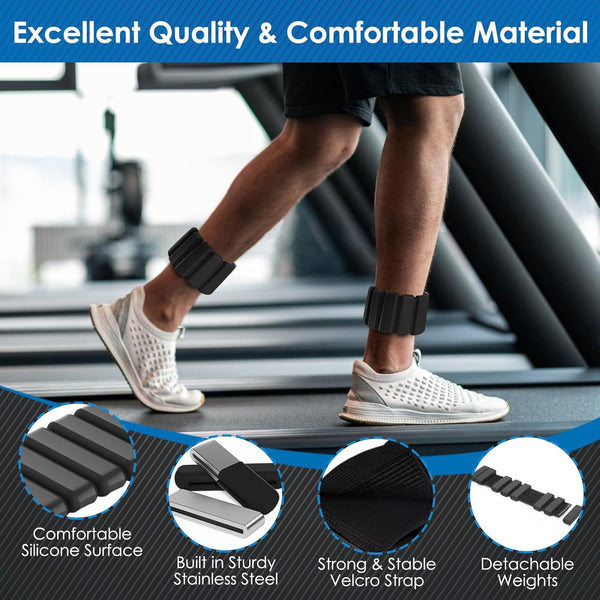 Ankle Weights, 1 Pair 1LB*2 Adjustable Wrist Weights Pink/Black, Silicone Ankle Weights for Women/Men, Waterproof&Sweat-proof Wrist Weights for Women,Portable Leg Weights for Running Strength Training