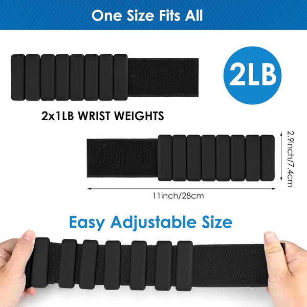 Ankle Weights, 1 Pair 1LB*2 Adjustable Wrist Weights Pink/Black, Silicone Ankle Weights for Women/Men, Waterproof&Sweat-proof Wrist Weights for Women,Portable Leg Weights for Running Strength Training
