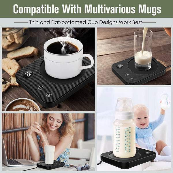 Mug Warmer, Coffee Mug Warmer with 3-Temp Settings, Coffee Warmer with 2-12H Timer, Coffee Cup Warmer with Auto Shut Off, Mug Warmer for Desk with Led Digital Display, Cup Warmer for Beverage,Black