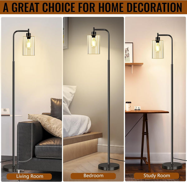 Floor Lamp,Floor Lamps for Living Room with Glass Lampshade,Modern Design Lamps Living Room,Standing Lamp with Premium Metal Material,Dimmable Living Room Lamps,Arced Floor Lamps,Tall Lamp(no Bulb)