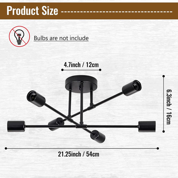 Ceiling Light Fixture, 6-Light Ceiling Light Chandelier, Modern Dinning Room Light Fixture, Sputnik Light Fixtures Ceiling Mount, Ceiling Light Fixtures Semi Flush Mount Light Fixture for Living Room