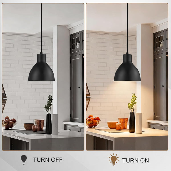 Pendant Lights Kitchen Island,3 Pack Black Pendant Lights,Small Pendant Light Fixtures with 6.5" Dome Metal Shade,Height Adjustable Kitchen Island Lighting,Industrial Hanging Lights for Dinning Room