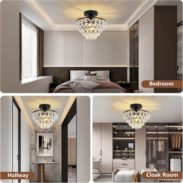 Chandelier,Modern Chandeliers for Dining Room,Chandeliers with Anti-Rust Lamp Body,Black Chandelier Bright Decoration for Home,Long-Lasting Dining Room Chandelier,Crystal Chandeliers for Bedroom