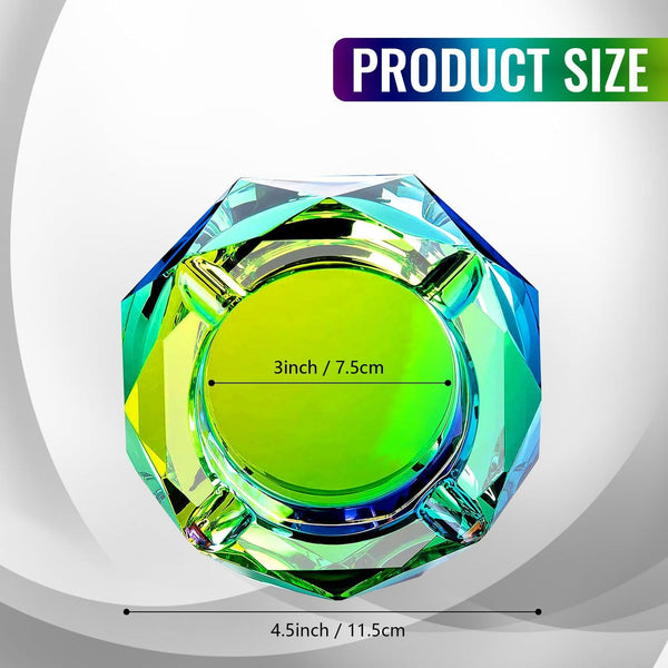 Ashtray, Durable Cigar Ashtray, Desktop Modern Ashtrays for Outside Patio, Green Glass Outdoor Ashtrays, Crystal Ash Tray, Easy Clean Ash Tray for Home Office Indoor, Ash trays for Weed Cigarette