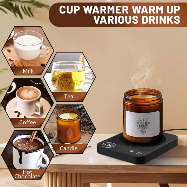 Mug Warmer, 3-Temperature Coffee Mug Warmer, Coffee Warmer with 2-12H Auto Shut Off, Electric Smart Mug Warmer for Desk Digital Display, Portable Coffee Cup Warmer for Milk Tea Hot Chocolate(No Cup)