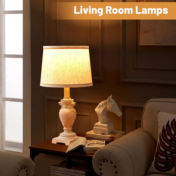 Table Lamp,3-Way Dimmable Lampe De Chevet,Beside Lamp with 2 LED Bulbs,Vintage Resin Based Lamps for Bedrooms, Easy to Assemble Bedroom Lamp, Bedroom Lamp for Living Room,Nursery,Office