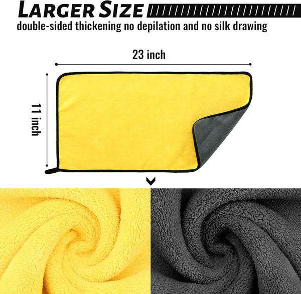 Microfiber Cleaning Cloths, 6 PCS Soft Material Microfiber Towels for Cars, Absorbent Drying Microfiber Cloth, Car Chamois Drying Towel with Dual Side for Glass and Interior Cleaning