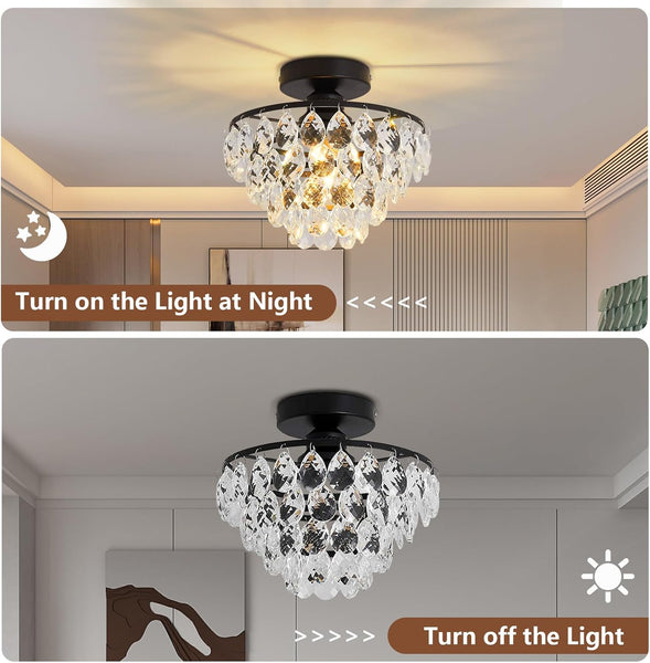 Chandelier,Modern Chandeliers for Dining Room,Chandeliers with Anti-Rust Lamp Body,Black Chandelier Bright Decoration for Home,Long-Lasting Dining Room Chandelier,Crystal Chandeliers for Bedroom