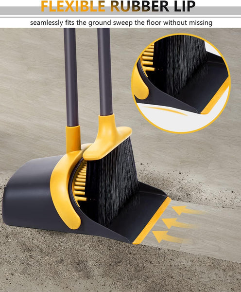 Broom and Dustpan Set, Broom with Dustpan Combo Set, 52" Long Handle Broom and Dustpan Set for Home Kitchen Room Office Lobby Indoor Floor Cleaning, Dust pan and Broom Set