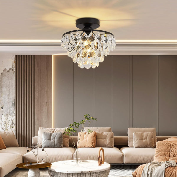 Chandelier,Modern Chandeliers for Dining Room,Chandeliers with Anti-Rust Lamp Body,Black Chandelier Bright Decoration for Home,Long-Lasting Dining Room Chandelier,Crystal Chandeliers for Bedroom