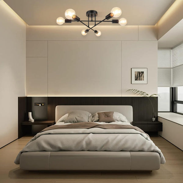Black Sputnik Chandeliers Ceiling Lights, Light Fixtures Ceiling Modern, Industrial Ceiling Light Fixtures, Bedroom Light Fixtures Ceiling, Pendant Light Fixture for Bedrrom,Dining Room Kitchen,Office
