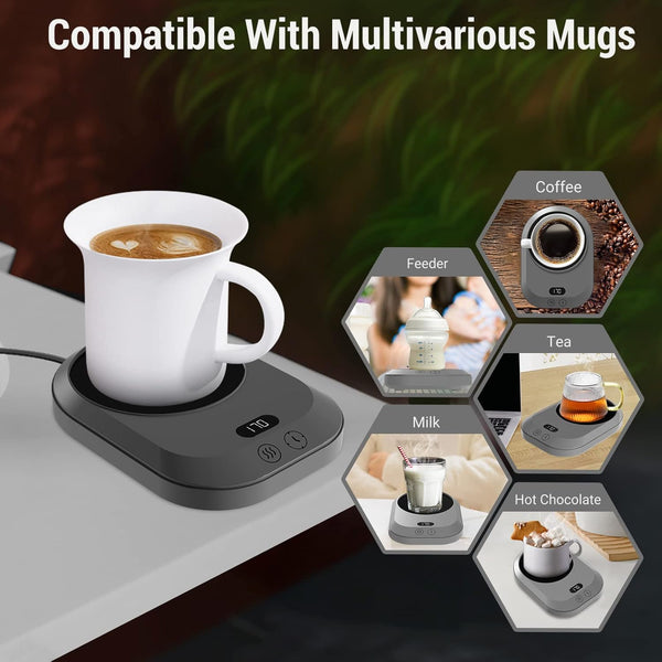 Coffee Mug Warmer for Desk, Smart Coffee Warmer for Desk Auto Shut Off Timer, Electric Coffee Cup Warmer for Desk with 3-Temp Settings, Mug Warmer for Desk with TEM/TIME Display, Wax Warmer, Good Gift
