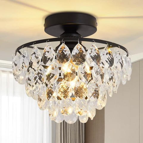 Chandelier,Modern Chandeliers for Dining Room,Chandeliers with Anti-Rust Lamp Body,Black Chandelier Bright Decoration for Home,Long-Lasting Dining Room Chandelier,Crystal Chandeliers for Bedroom