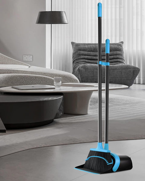 Broom and Dustpan Set,Broom and Dustpan Set for Home,52’’ Long Handle Broom with Dustpan Combo Set,Standing Broom and Dust Pan Set Heavy Duty,Dust Pan and Broom Combo for Kitchen Office Lobby Floor