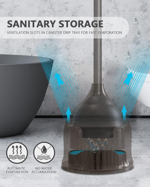 YANXUS Toilet Plunger with Holder, Efficient Plungers for Bathroom, Hideaway Toilet Plunger Heavy Duty, Drip-Free Toilet Bowl Plunger with Cover