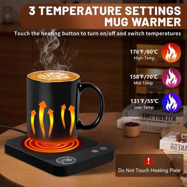 Mug Warmer, 3-Temperature Coffee Mug Warmer, Coffee Warmer with 2-12H Auto Shut Off, Electric Smart Mug Warmer for Desk Digital Display, Portable Coffee Cup Warmer for Milk Tea Hot Chocolate(No Cup)