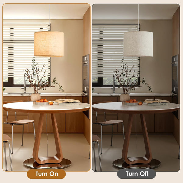 Plug in Pendant Light,Set of 2 Beige Hanging Lamp,Adjustable Hanging Light Fixture, Hanging Lights That Plug in with Fabric Shade,Plug in Ceiling Light for Living Room Kitchen Island Bedroom(No Bulb)