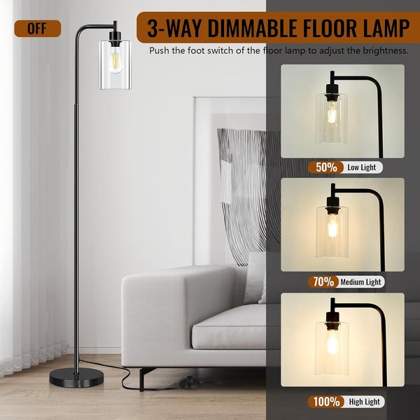 Floor Lamp,Floor Lamps for Living Room with Glass Lampshade,Modern Design Lamps Living Room,Standing Lamp with Premium Metal Material,Dimmable Living Room Lamps,Arced Floor Lamps,Tall Lamp(no Bulb)