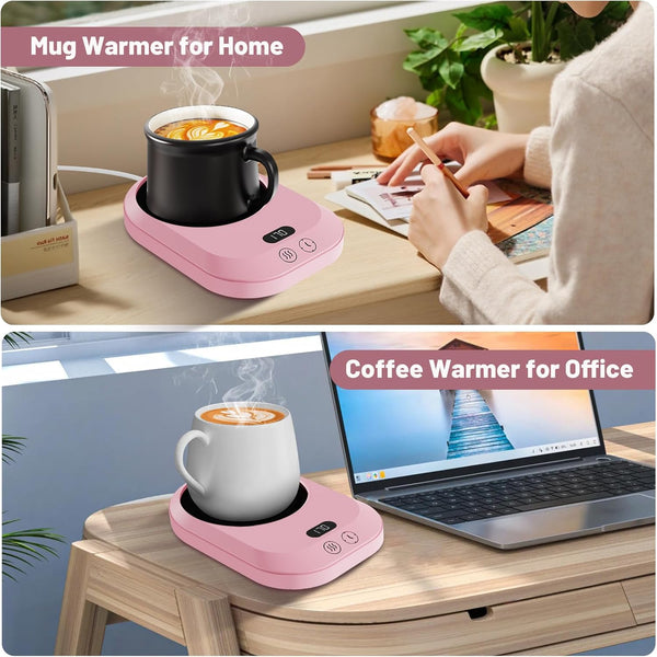 Mug Warmer, Coffee Mug Warmer with 6 Automatic Shutoff Timers, Coffee Warmer with 3 Temperature Settings, Mug Warmer for Desk with Anti-Scald Silicone, Portable Coffee Cup Warmer, Coffee Gifts
